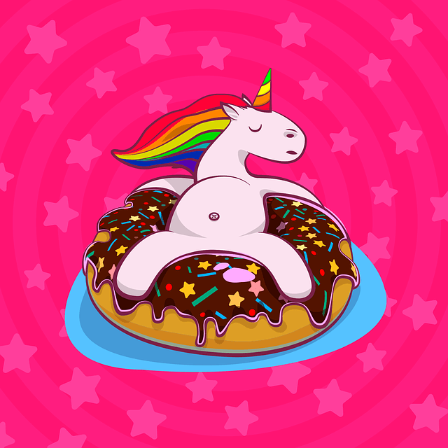 dessin licorne sur un donut